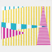 Stripes — Turquoise, Geel en Roze Fleece Deken (Voorkant (Horizontaal))