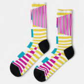Stripes — Turquoise, Geel en Roze Sokken (Links)