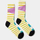 Stripes — Turquoise, Geel en Roze Sokken (Rechts)