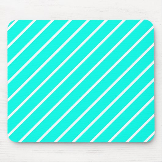Stripes Turquoise & White Mousepad Muismat (Voorkant)