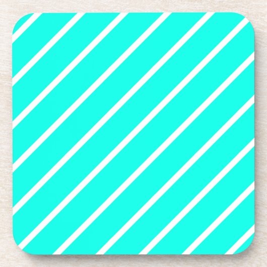 Stripes Turquoise & White Onderzetters (Voorkant)