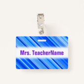 Stripes van Blauw Patroon + Naam van de Aangepaste Badge (Achterkant met clip)