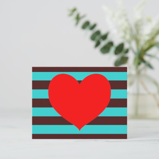 Stripes van bruin en Aqua Briefkaart (Staand voorkant)