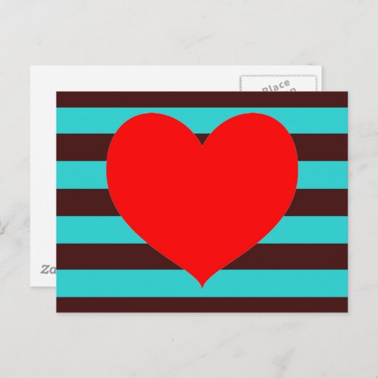 Stripes van bruin en Aqua Briefkaart (Voorkant / Achterkant)