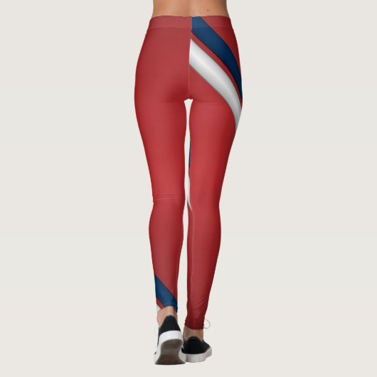 Stripes van het Patriottische Rode Witte en Blauwe Leggings (Achterkant)