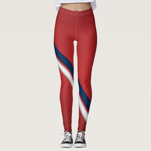 Stripes van het Patriottische Rode Witte en Blauwe Leggings (Voorkant)