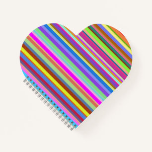 Stripes van verschillende kleuren — Heart-vormig Notitieboek