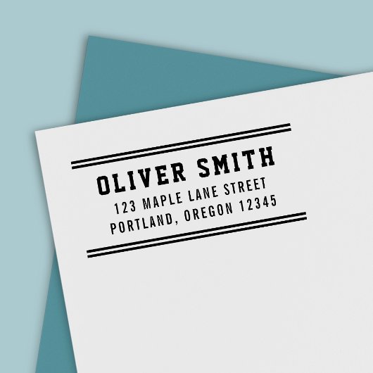 Stripes Varsity Sporty Style Return Address Zelfinktende Stempel