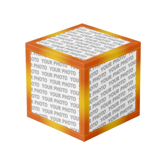 STRIPES-verlopen - oranje geel + uw ideeën Kubus (Voorkant hoekig)