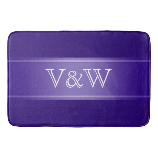 STRIPES-verlopen - violet + jouw tekst Badmat (Voorkant)