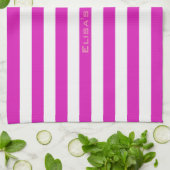 STRIPES verstelbaar Roze met naam Theedoek (Gevouwen)