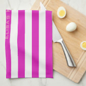 STRIPES verstelbaar Roze met naam Theedoek (Quarter Fold)
