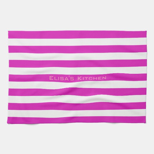 STRIPES verstelbaar Roze met naam Theedoek (Horizontaal)
