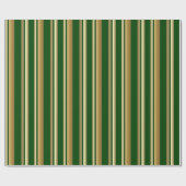 Stripes Vertical Green en Golden Wrapping Paper Cadeaupapier (Vlak)