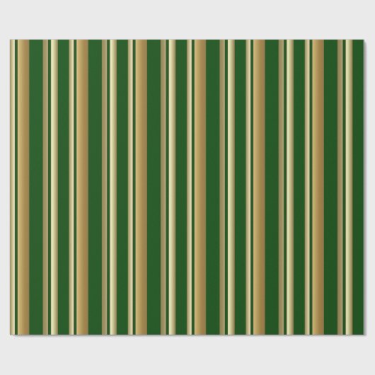 Stripes Vertical Green en Golden Wrapping Paper Cadeaupapier (Vlak)