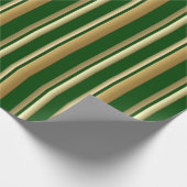 Stripes Vertical Green en Golden Wrapping Paper Cadeaupapier (Hoek)
