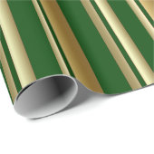 Stripes Vertical Green en Golden Wrapping Paper Cadeaupapier (Rol Hoek)