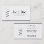 Stripes voor barber- en haarpiekblauw wit visitekaartje (Voorkant / Achterkant)