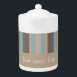 Stripes voor de Stille Oceaan Theepot<br><div class="desc">We vieren de Stille Oceaan in dit leuke Trendy Stripes-patroon, met kleuren van het strand. Zand, oceaanblauw Wij hebben alle afbeeldingen verlaten die in dit ontwerp klantgericht worden gebruikt - u kunt met hen aan uw harteninhoud spelen - klik de oranje knoop "CustomizeThis"en benadruk het afbeelding u wilt verwijderen, resize...</div>