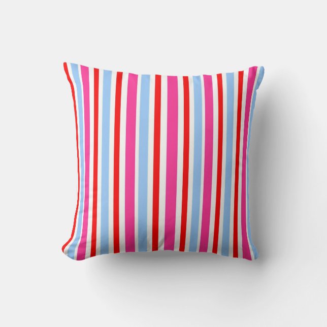 Stripes voor helder rood en blauw Snoep Kussen (Voorkant)