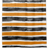 Stripes voor zwarte en Oranje halloween Waterverf Douchegordijn (Voorkant)