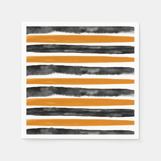 Stripes voor zwarte en Oranje halloween Waterverf Servet (Voorkant)