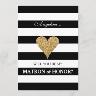Stripes Will You Be My Matron of Honor Uitnodiging