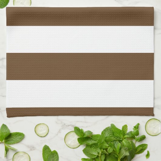 Stripes - wit en donkerbruin theedoek (Gevouwen)