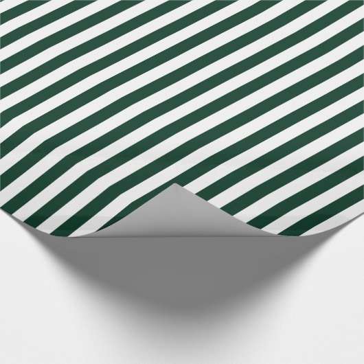 Stripes - wit en donkergroen cadeaupapier (Hoek)