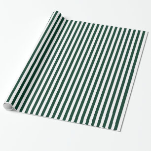 Stripes - wit en donkergroen cadeaupapier