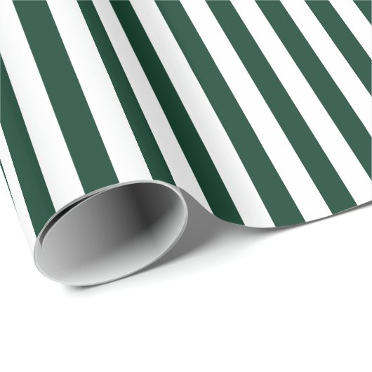 Stripes - wit en donkergroen cadeaupapier (Rol Hoek)