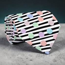 Stripes with Pastel Colorful Circles Necktie Stropdas