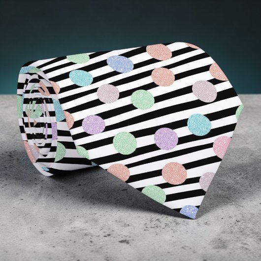 Stripes with Pastel Colorful Circles Necktie Stropdas