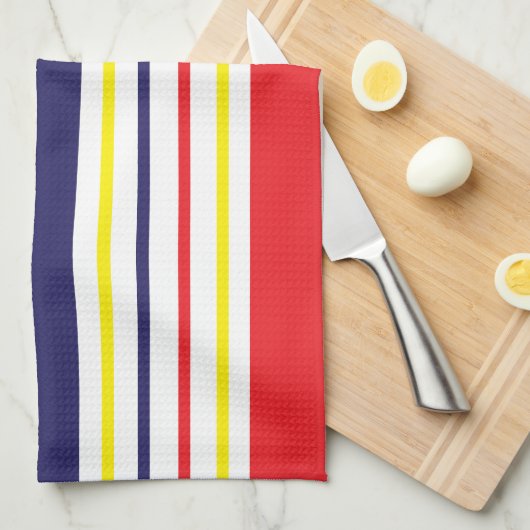 Stripes Yellow Blue Red Summer Pattern Theedoek (Quarter Fold)