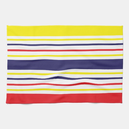 Stripes Yellow Blue Red Summer Pattern Theedoek (Horizontaal)