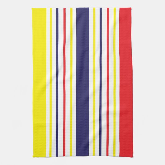 Stripes Yellow Blue Red Summer Pattern Theedoek (Verticaal)