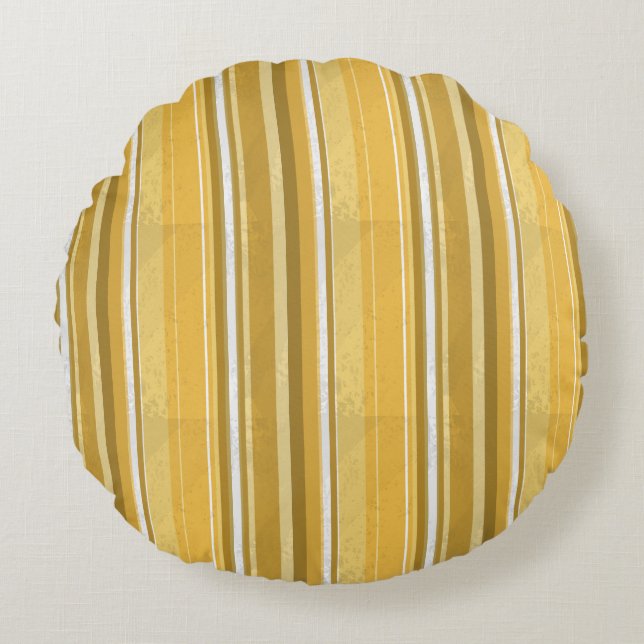 Stripes Yellow Rond Kussen (Voorkant)