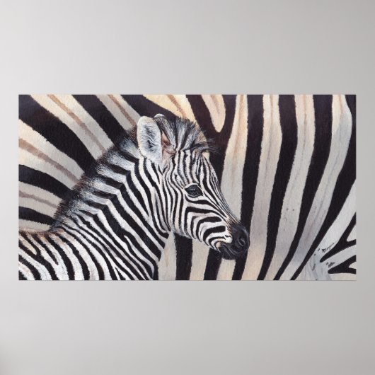 Stripes Zebra, Baby en poster van mama, alle groot (Voorkant)