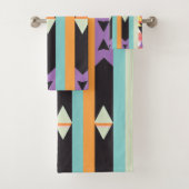 Stripes zwart blauw rood Patroon mix Bad Handdoek (Insitu)