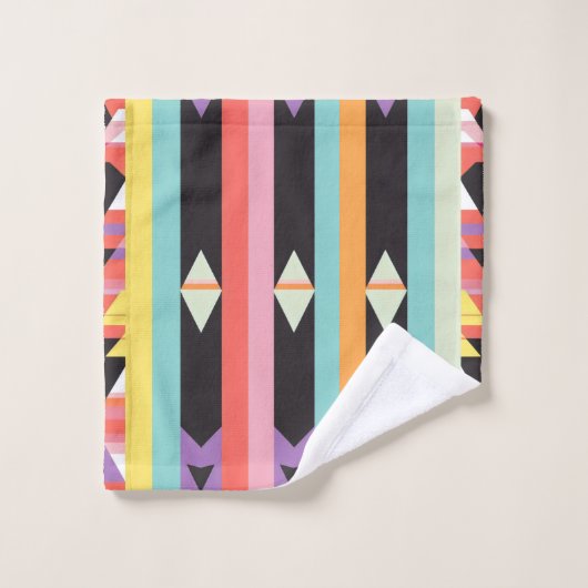 Stripes zwart blauw rood Patroon mix Bad Handdoek (Wasdoekje)