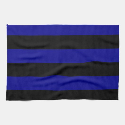 Stripes - zwart en donkerblauw theedoek (Horizontaal)