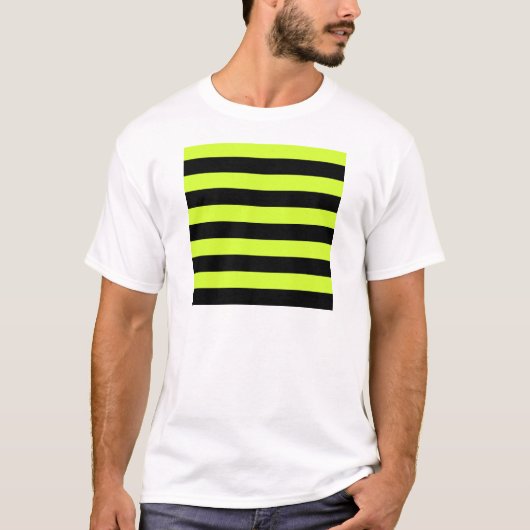 Stripes - zwart en fluorescerend geel t-shirt (Voorkant)