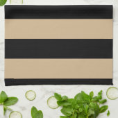 Stripes - zwart en Tan Theedoek (Gevouwen)