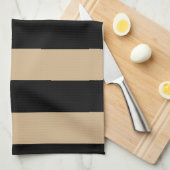 Stripes - zwart en Tan Theedoek (Quarter Fold)