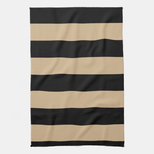 Stripes - zwart en Tan Theedoek (Verticaal)