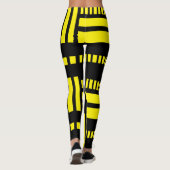 Stripes.Zwart Wit 01 B Geel BG Leggings (Achterkant)