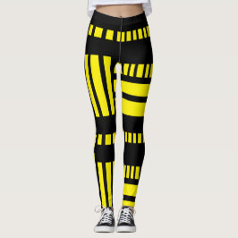 Stripes.Zwart Wit 01 B Geel BG Leggings
