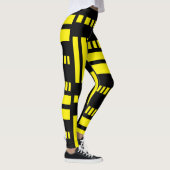 Stripes.Zwart Wit 01 B Geel BG Leggings (Rechts)