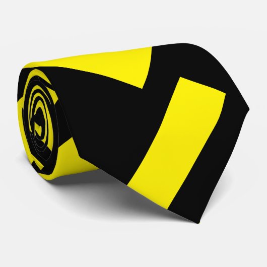Stripes.Zwart Wit 01 B Geel BG Stropdas (Opgerold)
