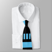 Stripes.Zwart Wit 01 L Blauw BG Stropdas (Gebonden)